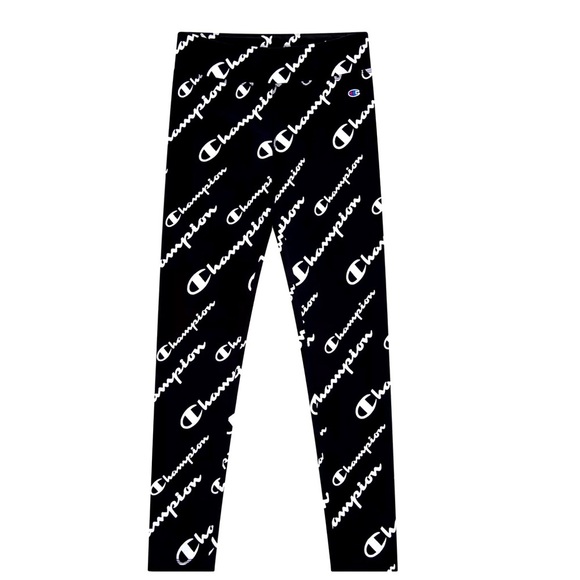 Girls Size Medium 10/12 Champion Kids Black Scripted logo Leggings - Picture 1 of 6